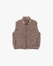 Kappy Vests Brown / O/S Stripe Fleece Zipper Vest - Brown