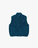 Kappy Vests Green / O/S Stripe Fleece Zipper Vest - Green