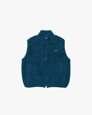 Kappy Vests Green / O/S Stripe Fleece Zipper Vest - Green