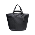 The Large Double Handle Tote by Bags in Progress is a black woven nylon bag with double handles and a detachable shoulder strap, set against a white background.