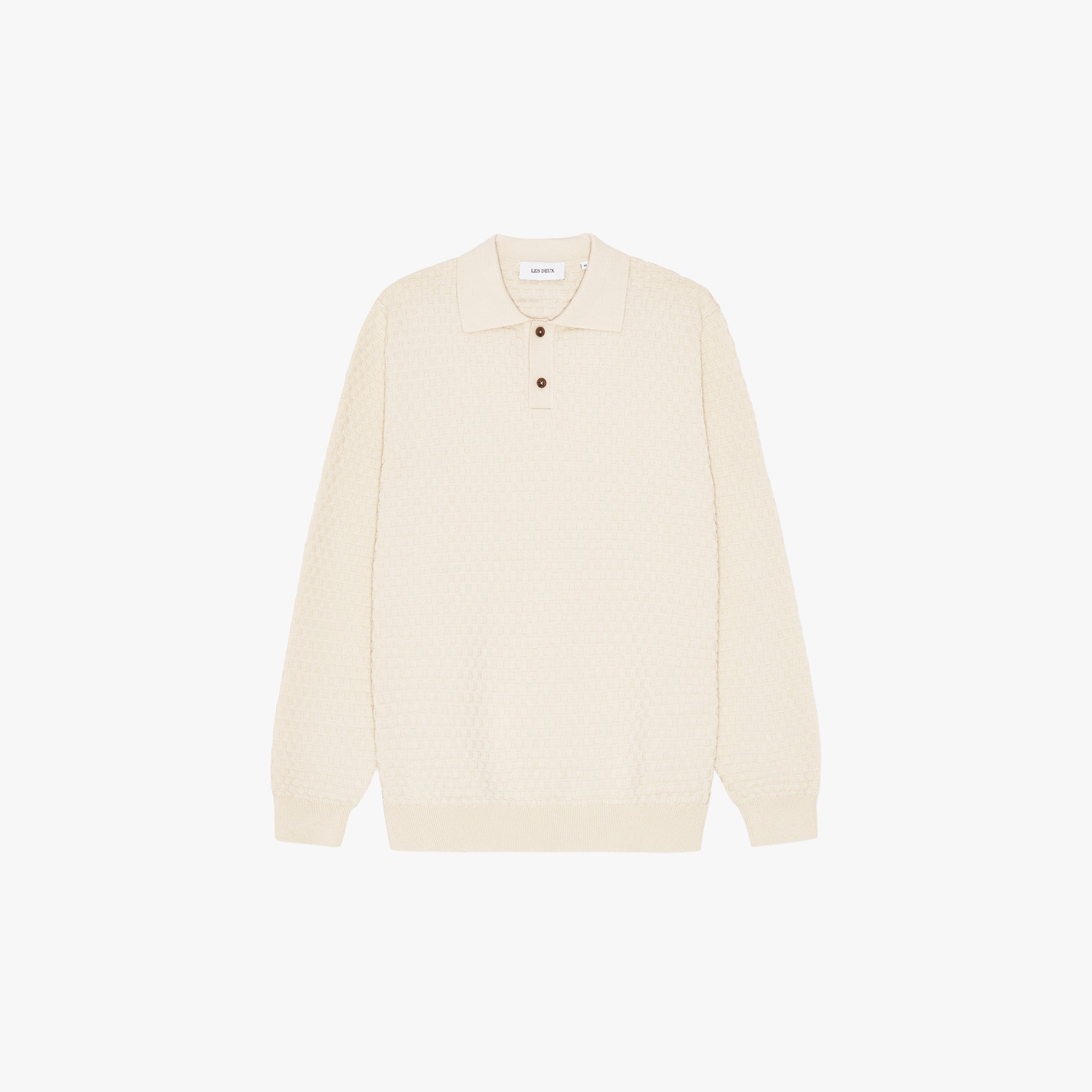 Les Deux KNITWEAR Billy Weave Knitted Ls Polo-Light Ivory