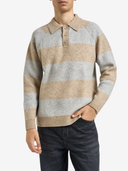Les Deux M Knit Polo Striped Melange Knitted Polo - Light Sand Melange