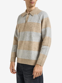 Les Deux M Knit Polo Striped Melange Knitted Polo - Light Sand Melange