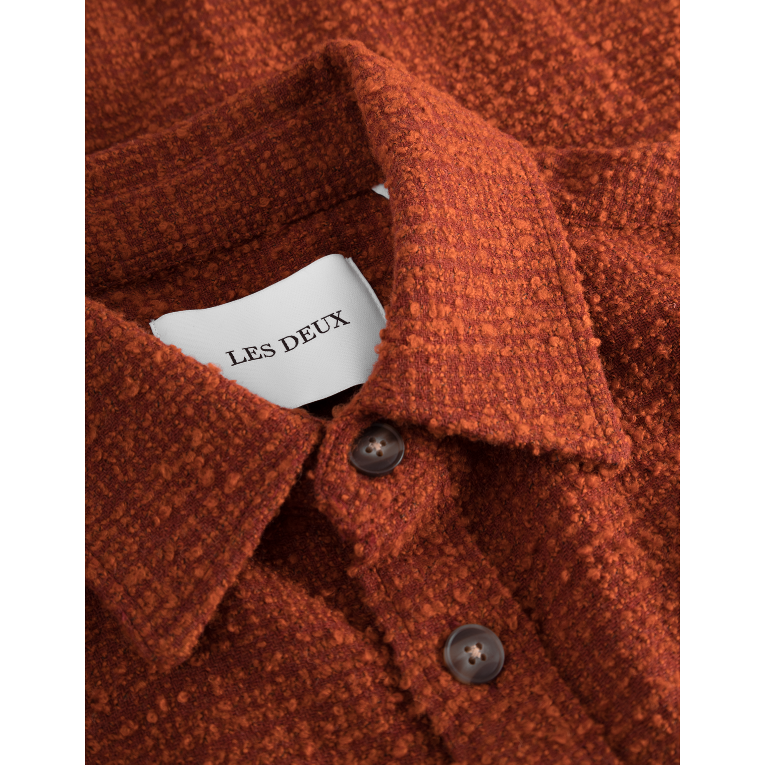 Les Deux M LS Button Down Shirt Kevin Boucle Shirt, Court Orange