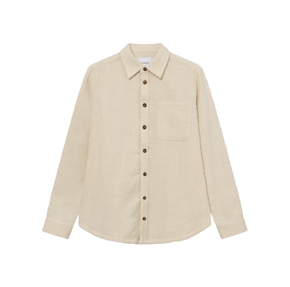 Les Deux M LS Button Down Shirt Kevin Boucle Shirt, Ivory