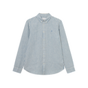 Les Deux M LS Button Down Shirt Kristian Linen B.D. Shirt, Washed Denim Blue/Ivory