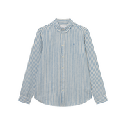 Les Deux M LS Button Down Shirt Kristian Linen B.D. Shirt, Washed Denim Blue/Ivory