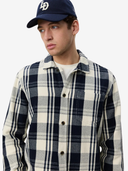 Les Deux M Shirts Structured Check Overshirt - Dark Navy Blue