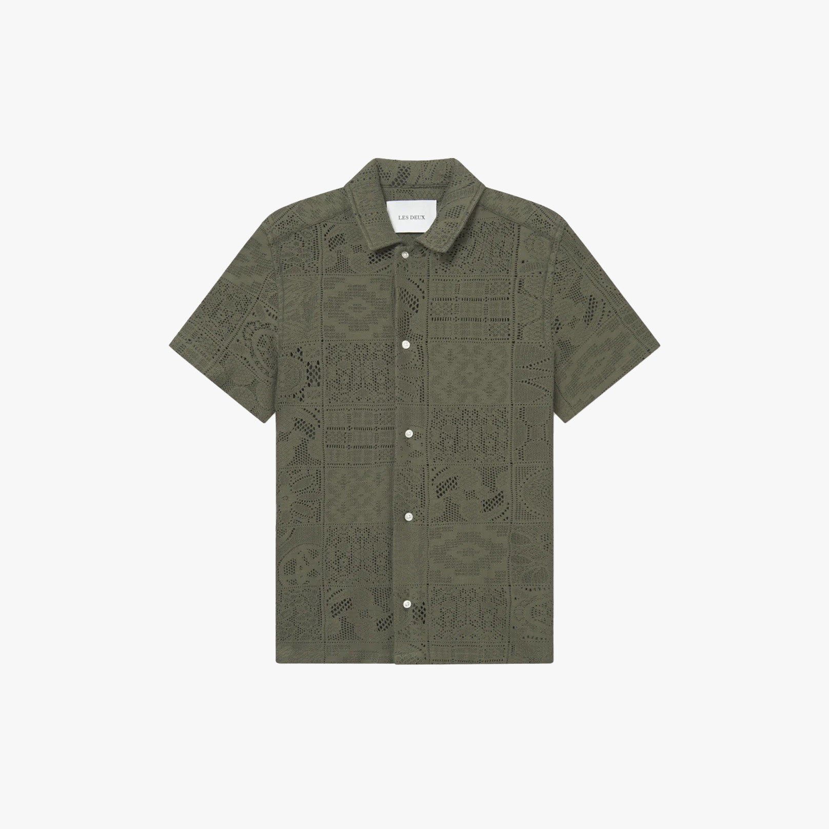 Les Deux M SS Button Down Olive Night / S Hector Lace SS Shirt
