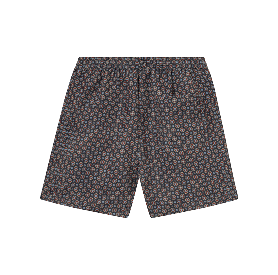 Les Deux M Swim Stan AOP Swim Shorts 2.0, Dark Navy/Washed Denim Blue