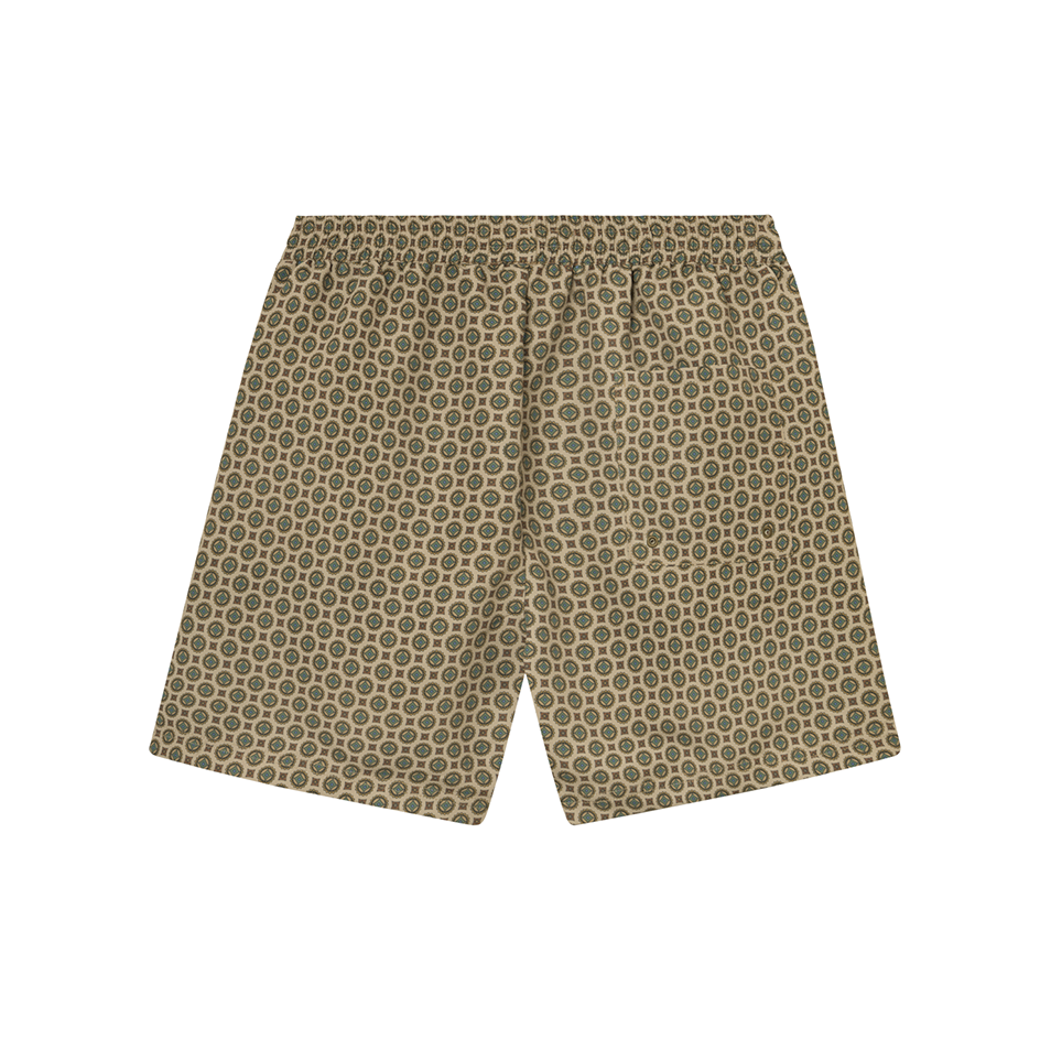 Les Deux M Swim Stan AOP Swim Shorts 2.0, Light Desert Sand/Cherrywood