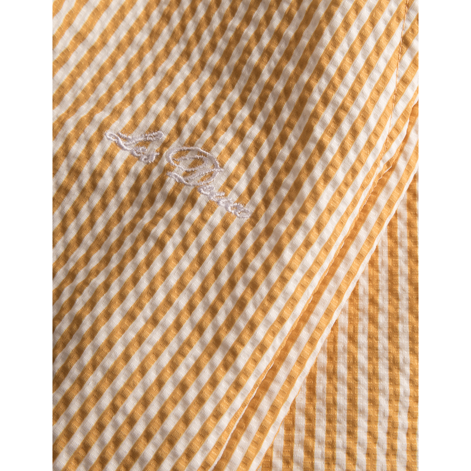 Les Deux M Swim Stan Stripe Seersucker Swim Shorts, Mustard Yellow/Light Ivory