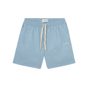 Les Deux M Swim Stan Stripe Seersucker Swim Shorts, Washed Denim Blue/Light Ivory