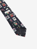 Les Deux M Tie O/S Stamp AOP Tie - Dark Navy Blue