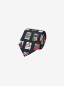 Les Deux M Tie O/S Stamp AOP Tie - Dark Navy Blue