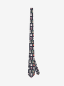 Les Deux M Tie O/S Stamp AOP Tie - Dark Navy Blue