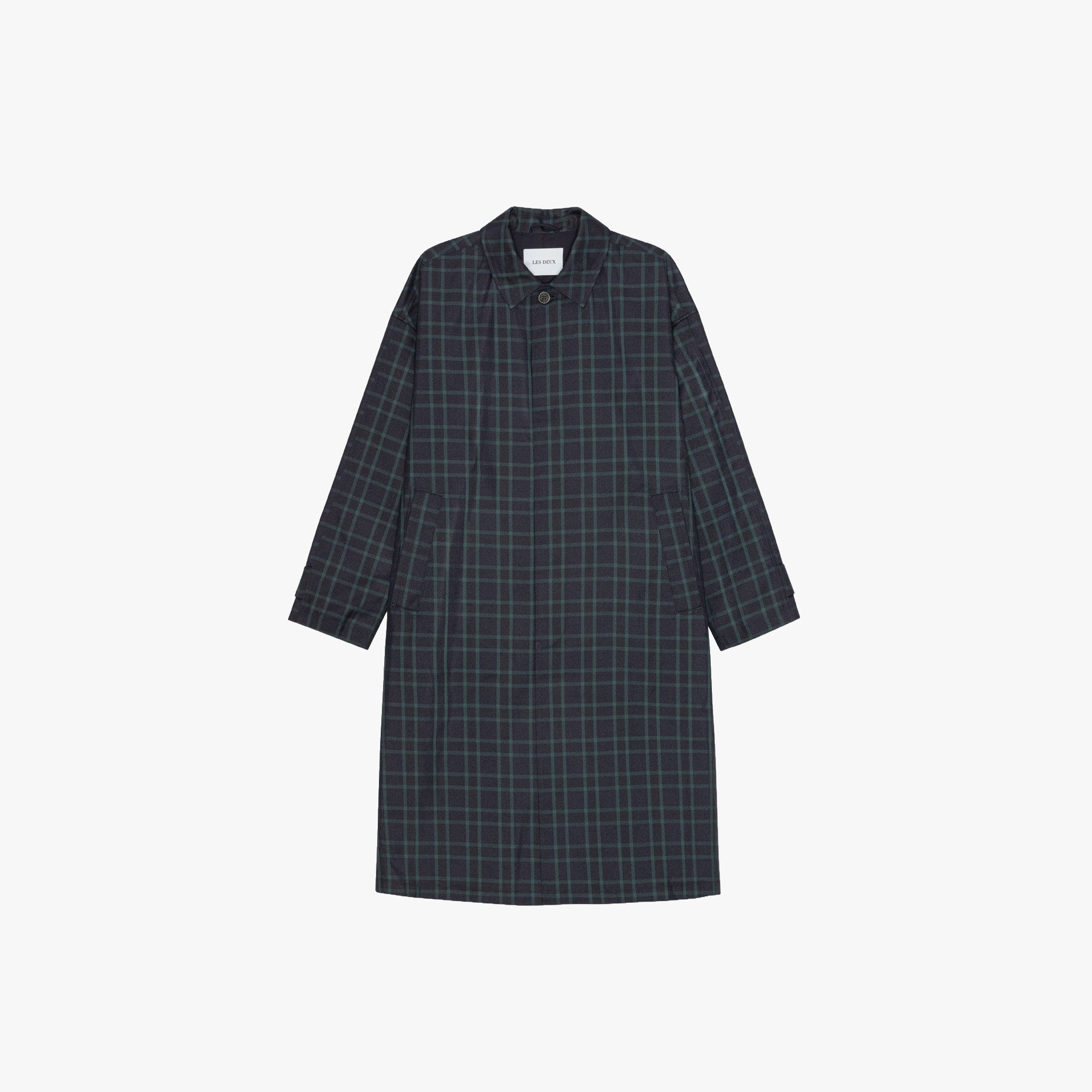 Les Deux OUTERWEAR Mateo Check Coat-Dark Navy
