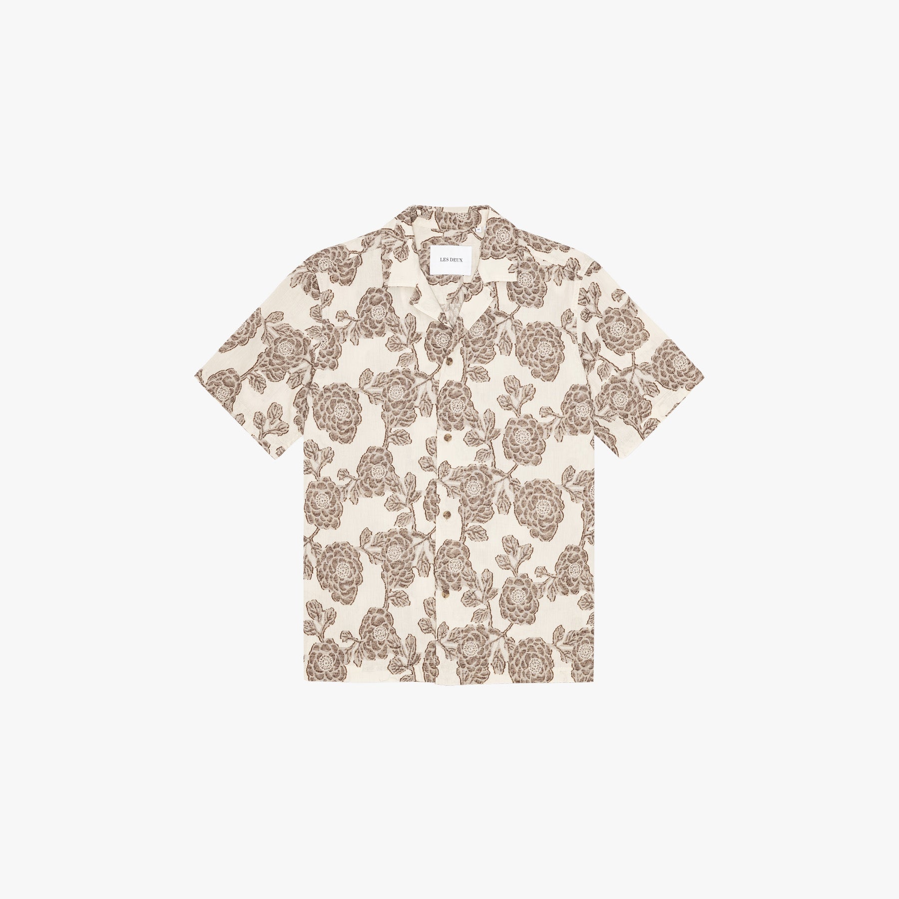 Les Deux SHIRT Lesley Flower Jacquard Ss Shirt-Ivory