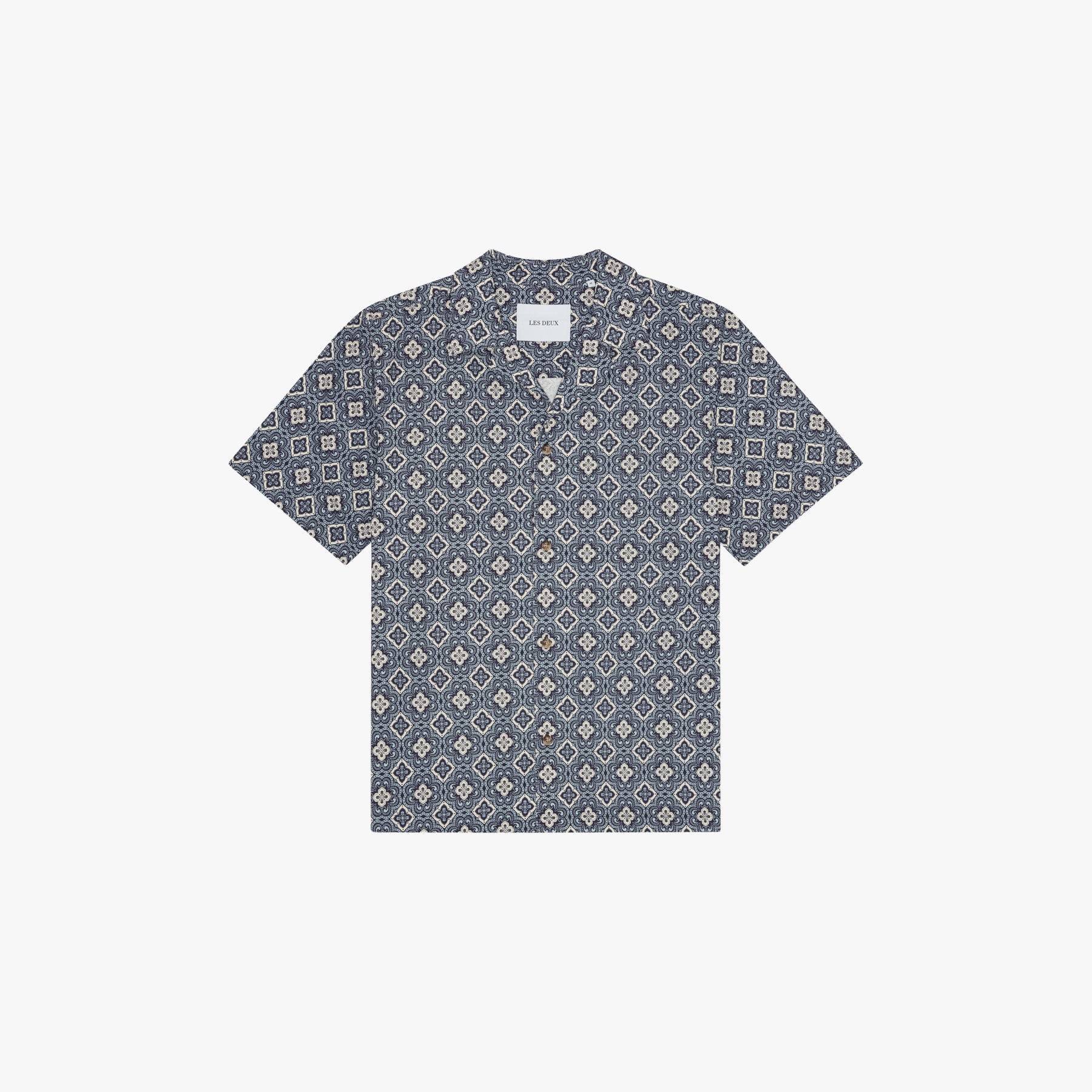 Les Deux SHIRT Lukas Arabesque Aop Ss Shirt-Blue Fog