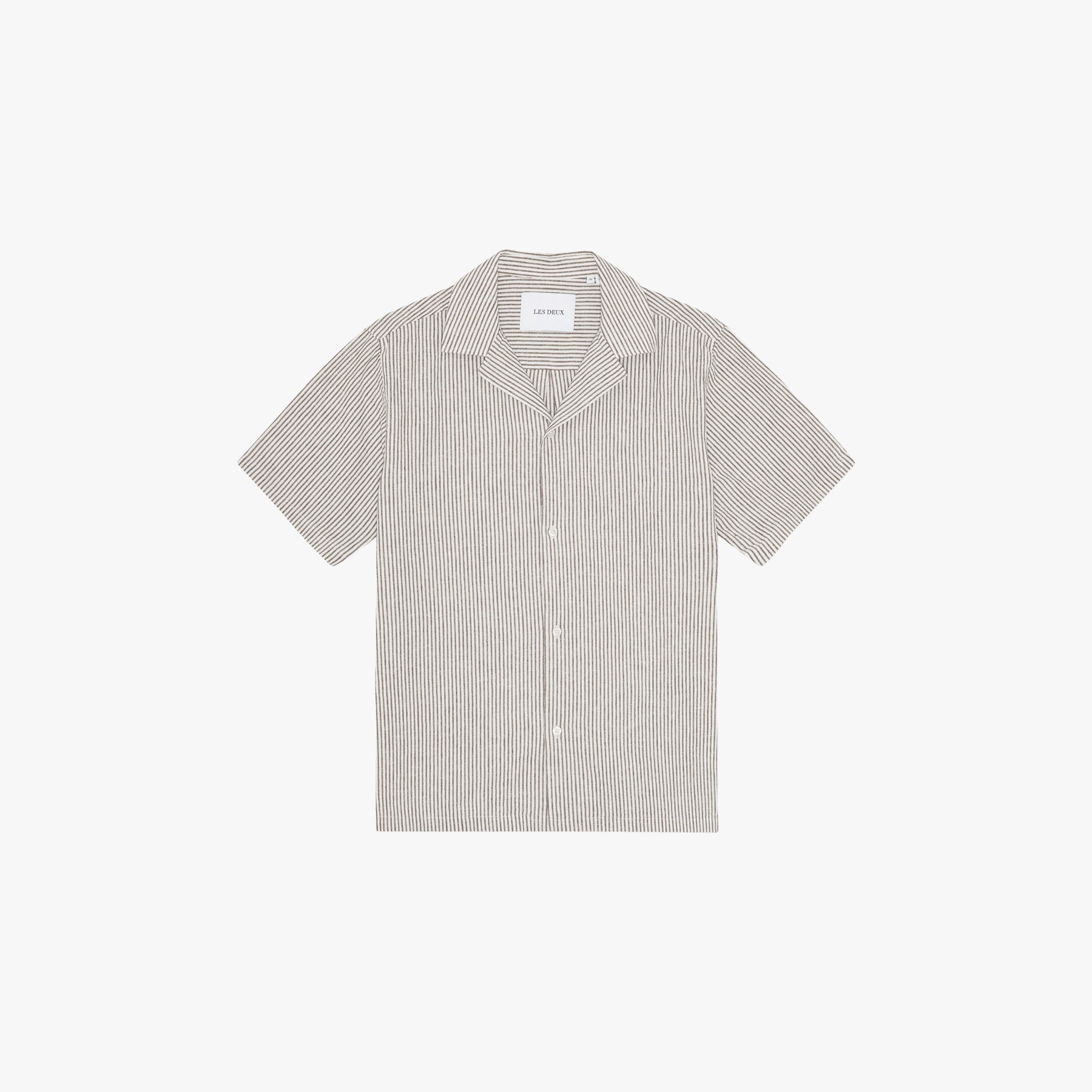 Les Deux SHIRT Teak Brown / XS Lukas Stripe Cotton Linen Ss Shirt