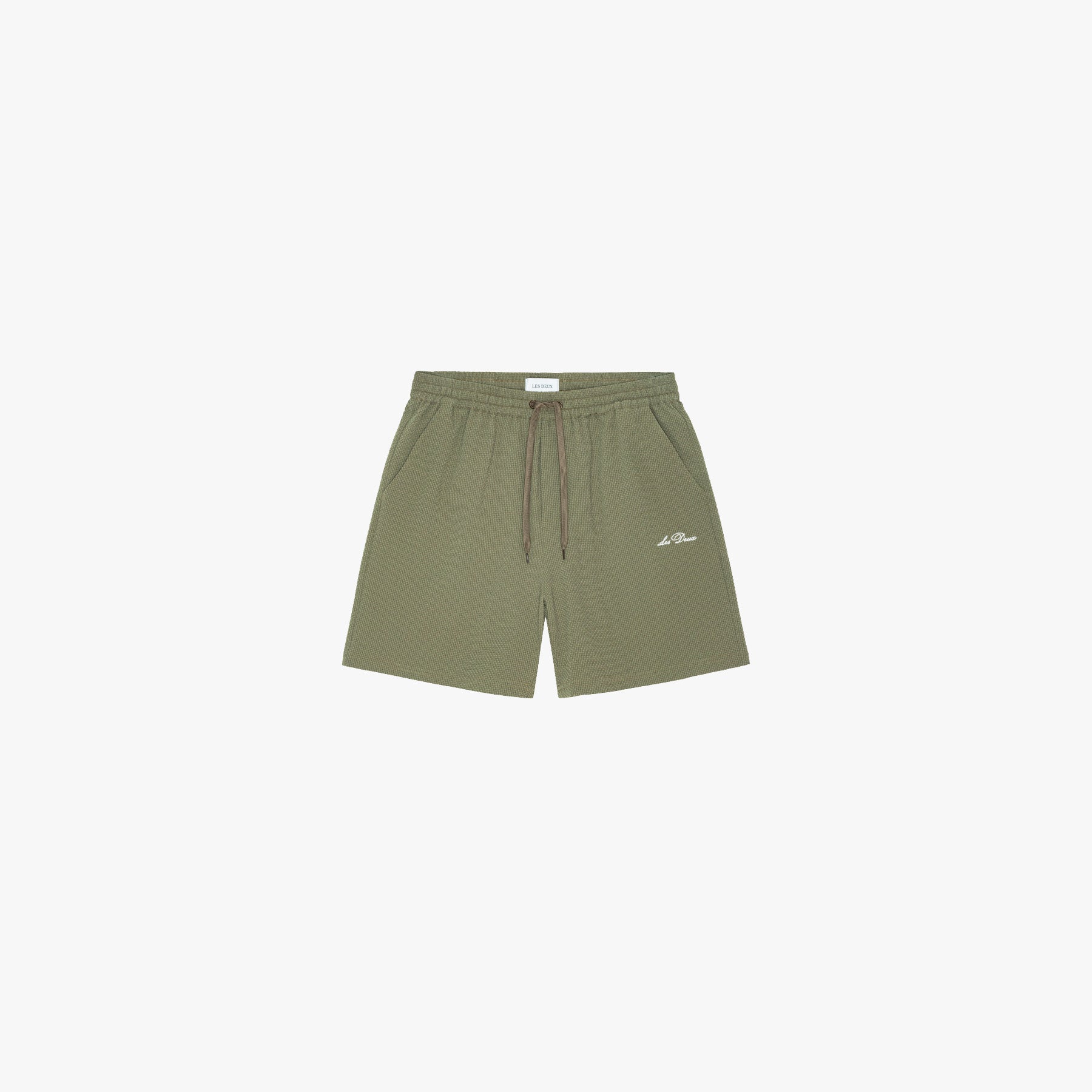 Les Deux SHORTS Lichen Green / XS Stan Seersucker Swim Shorts-Dark Navy