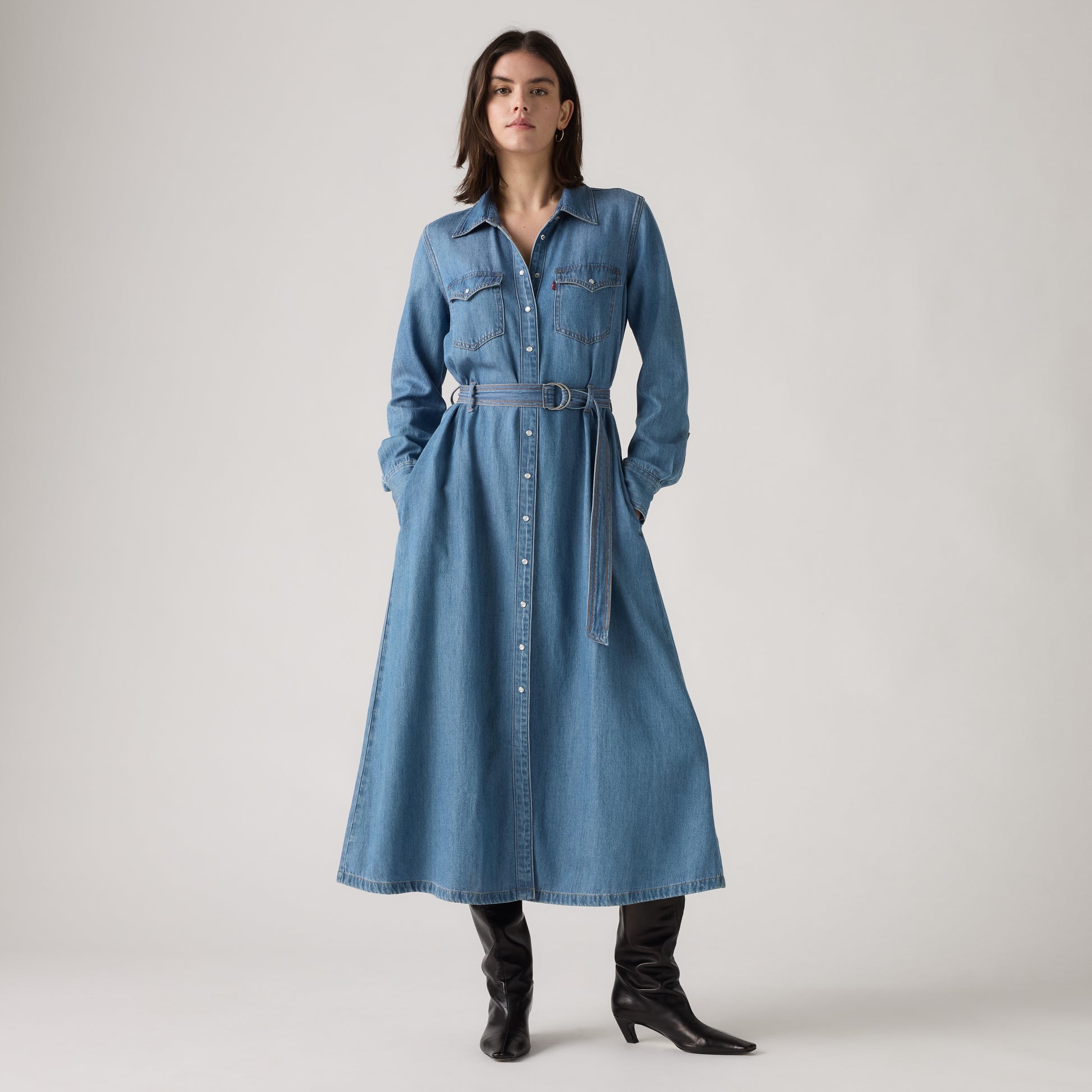 Levis Dresses Quincey Longsleeve Maxi Dress - Bright Mid Stone