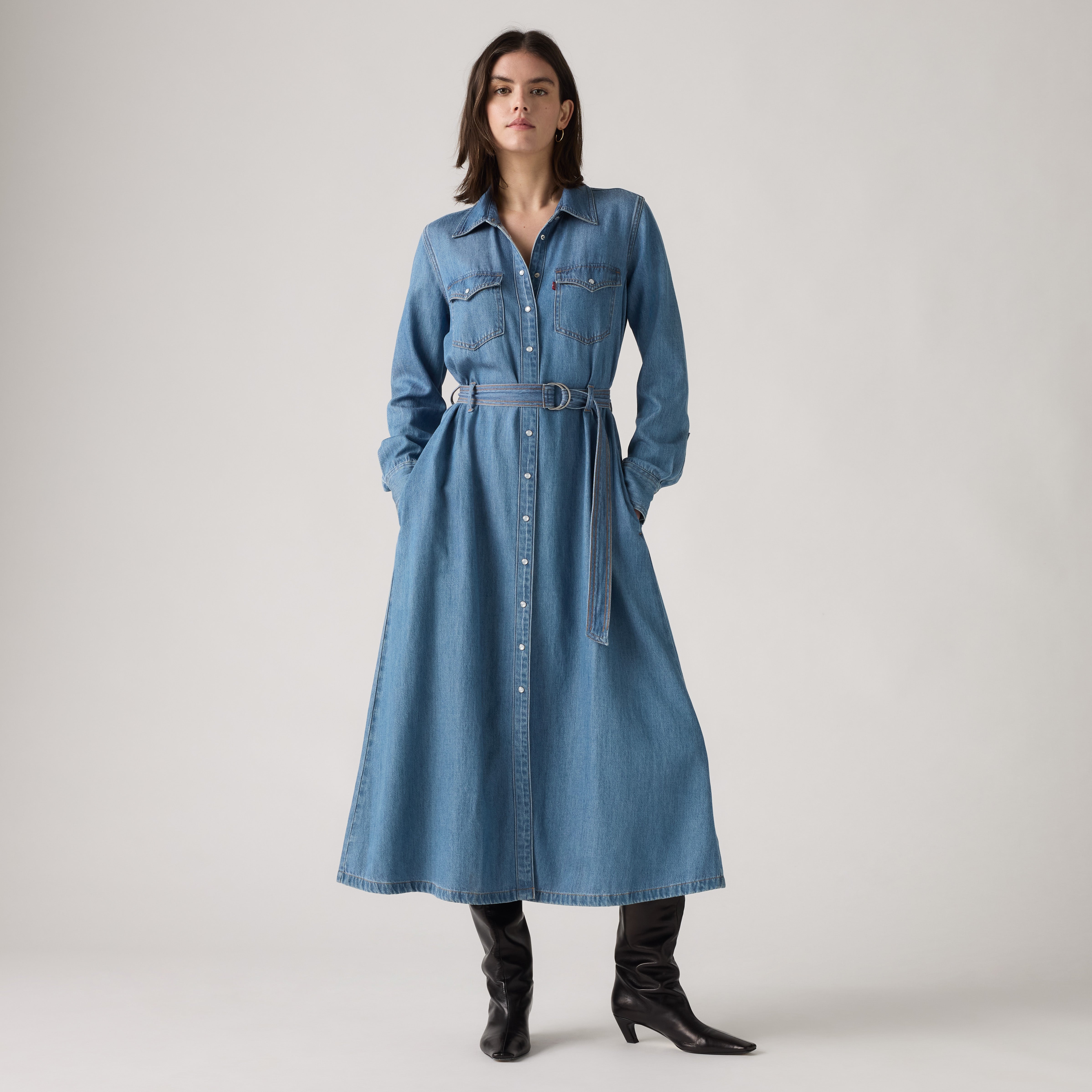 Levis Dresses Quincey Longsleeve Maxi Dress - Bright Mid Stone