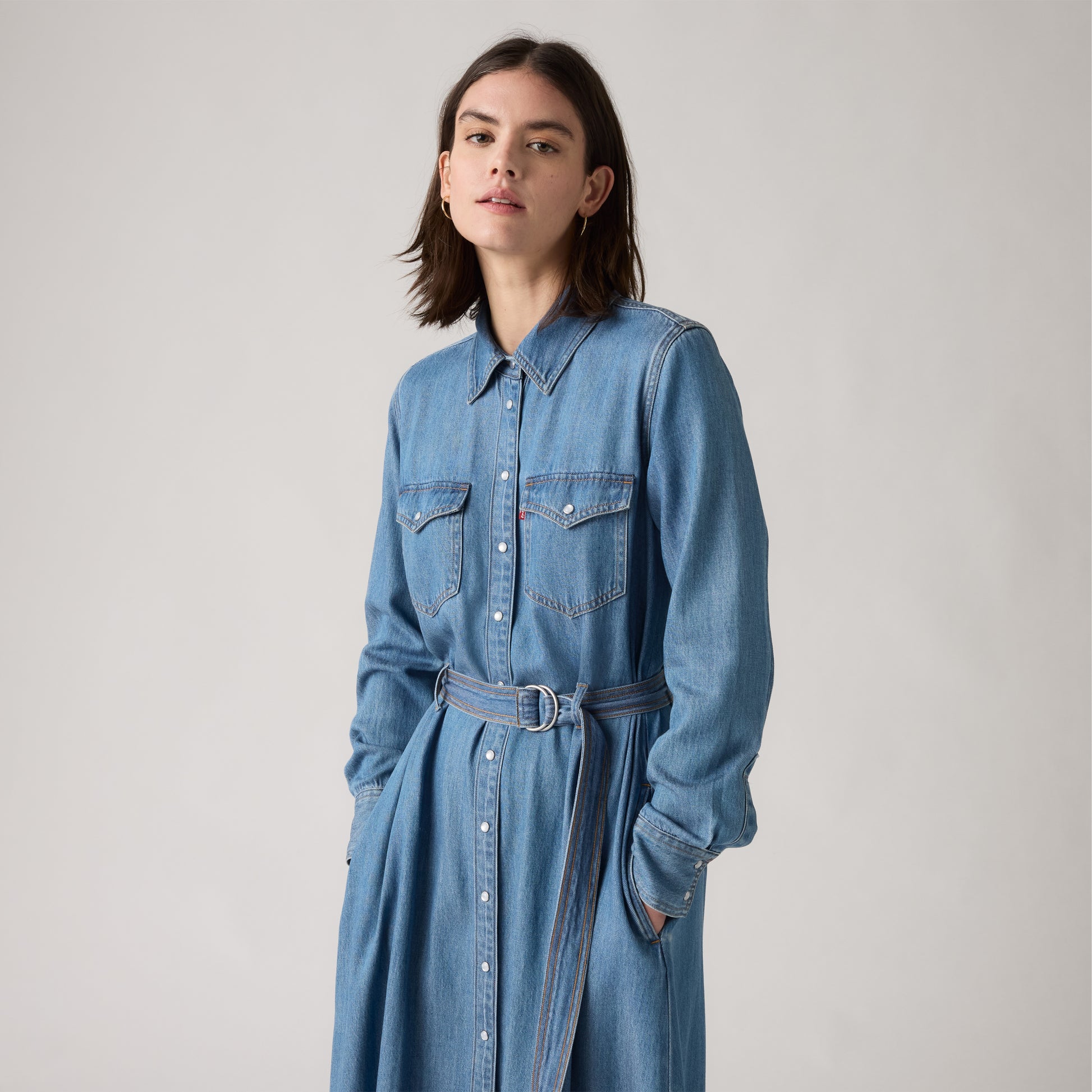 Levis Dresses Quincey Longsleeve Maxi Dress - Bright Mid Stone