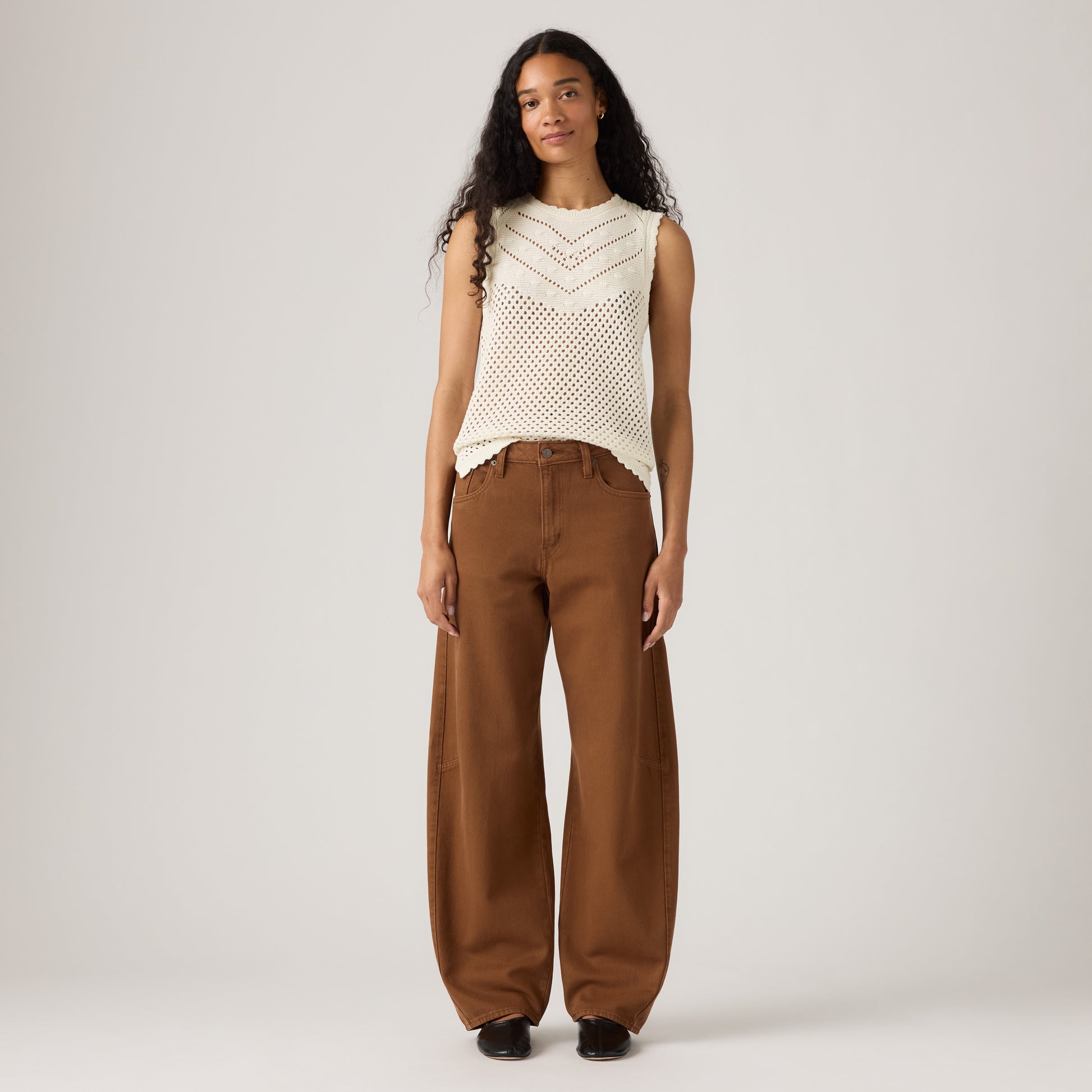 Levis Long Bottoms Baggy Dad Barrel - Washed Bison