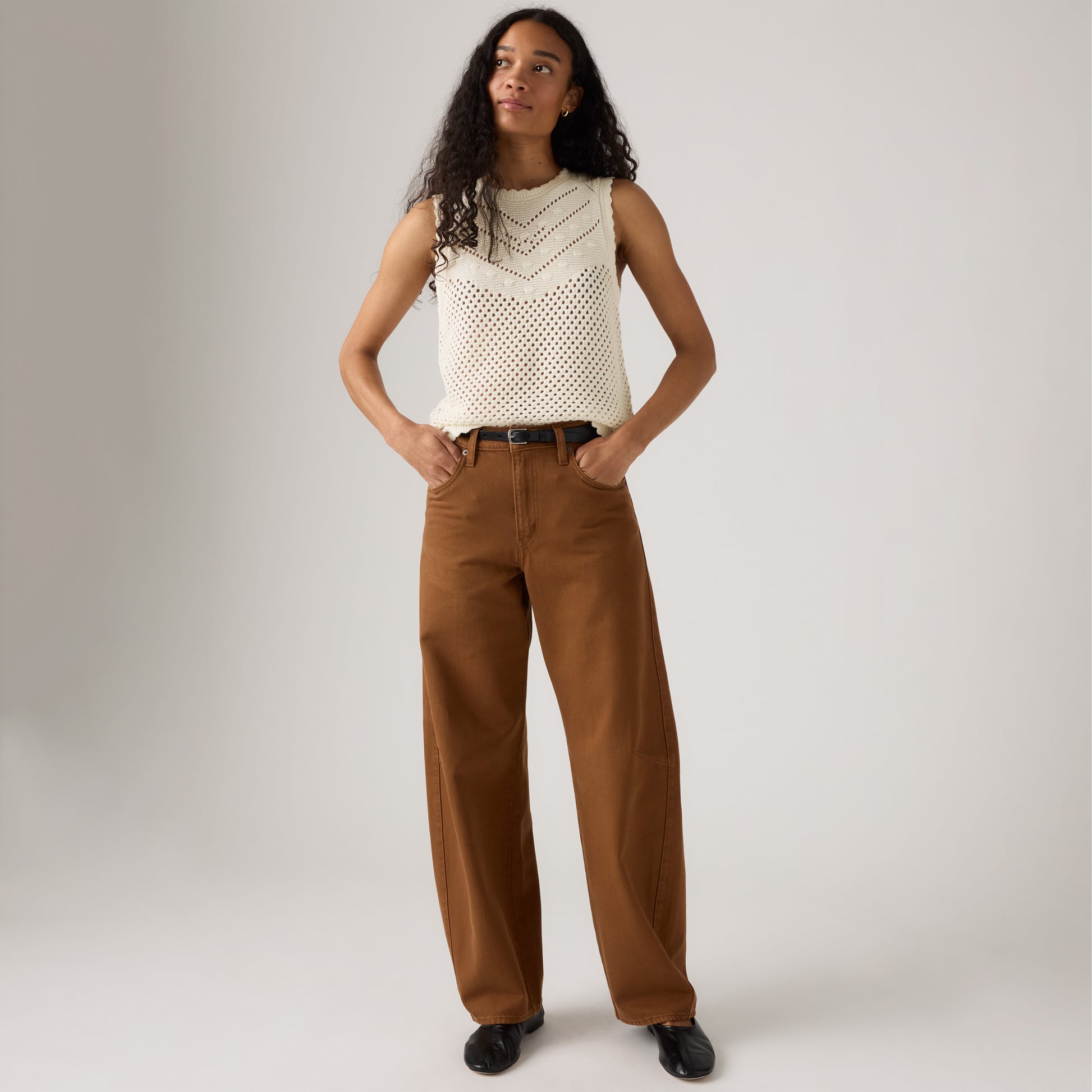 Levis Long Bottoms Baggy Dad Barrel - Washed Bison