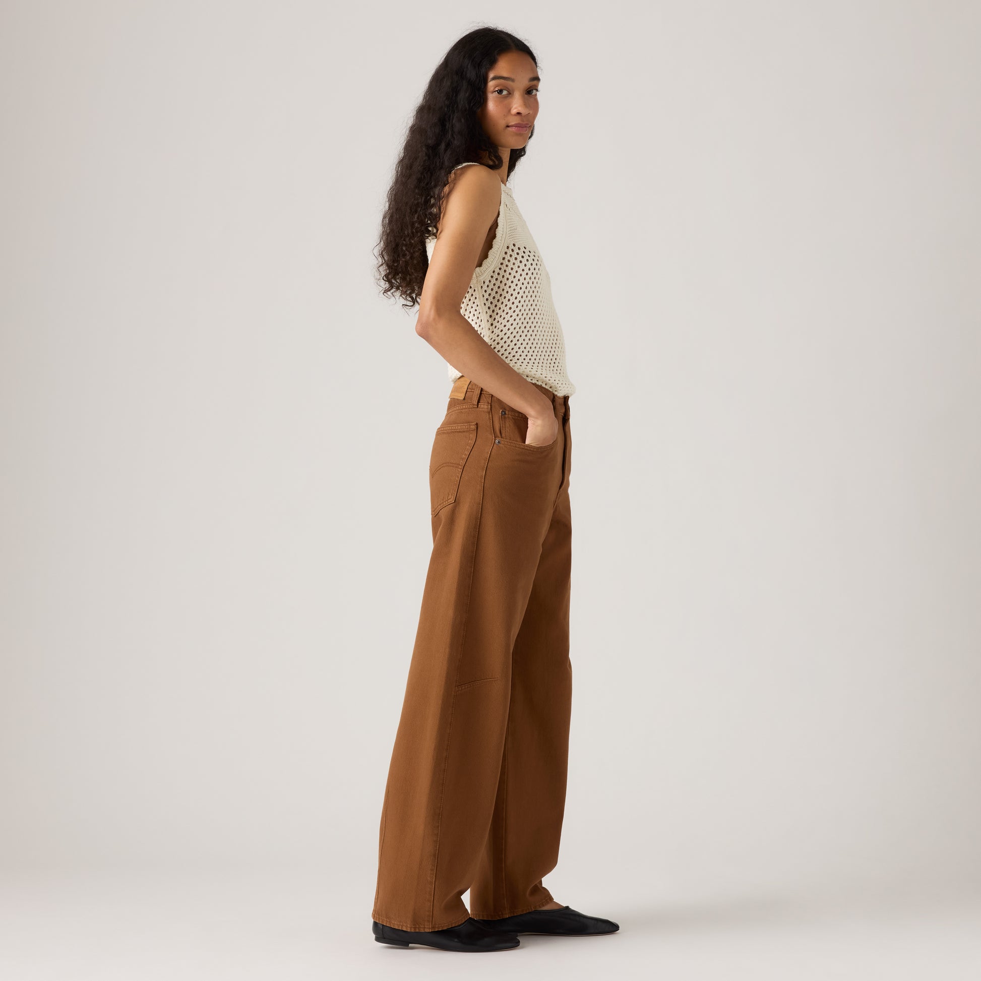 Levis Long Bottoms Baggy Dad Barrel - Washed Bison