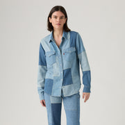 Levis M Button Down Shirt Patchwork Iconic Western Shirt