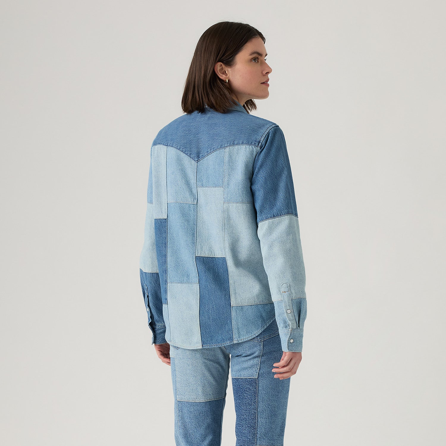 Levis M Button Down Shirt Patchwork Iconic Western Shirt