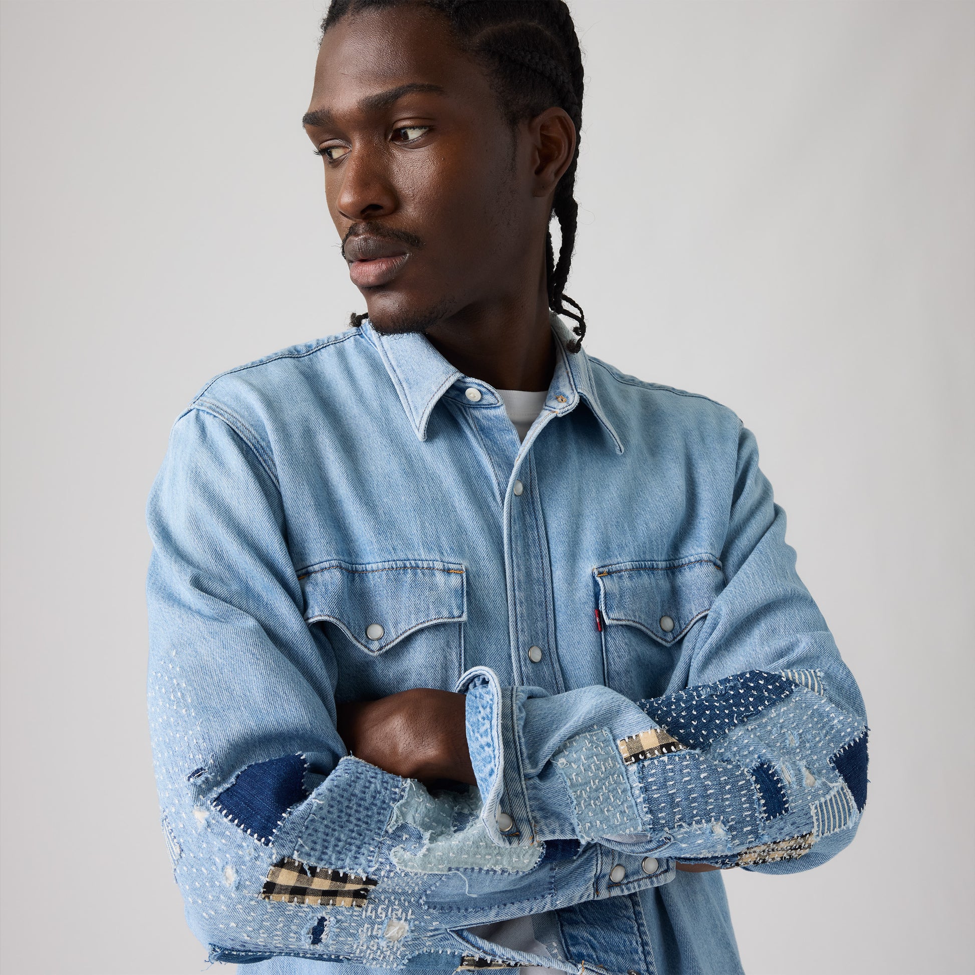 Levis M Shirt Relaxed Fit Western Shirt - Sashiko Western Light Indigo