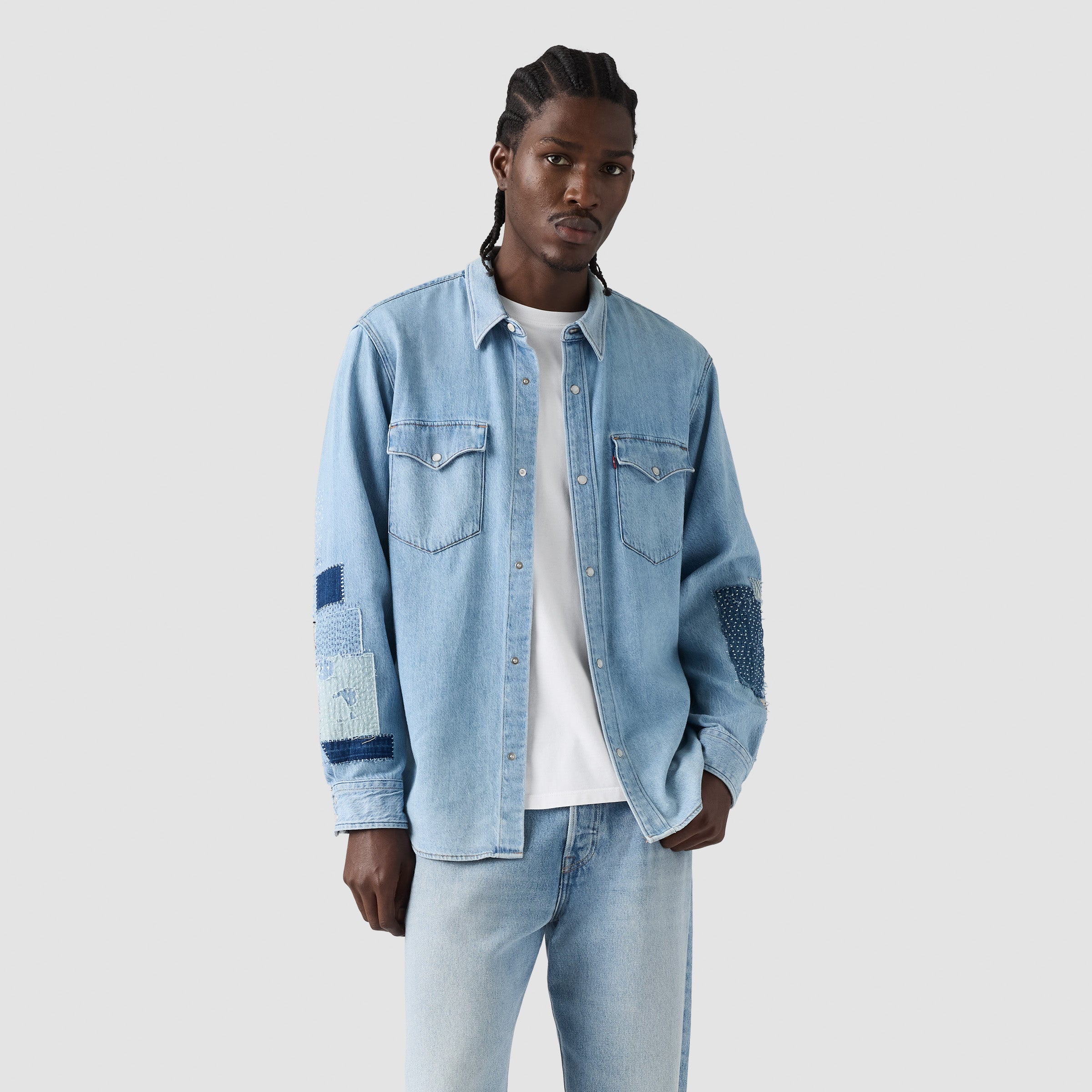 Levis M Shirt Relaxed Fit Western Shirt - Sashiko Western Light Indigo