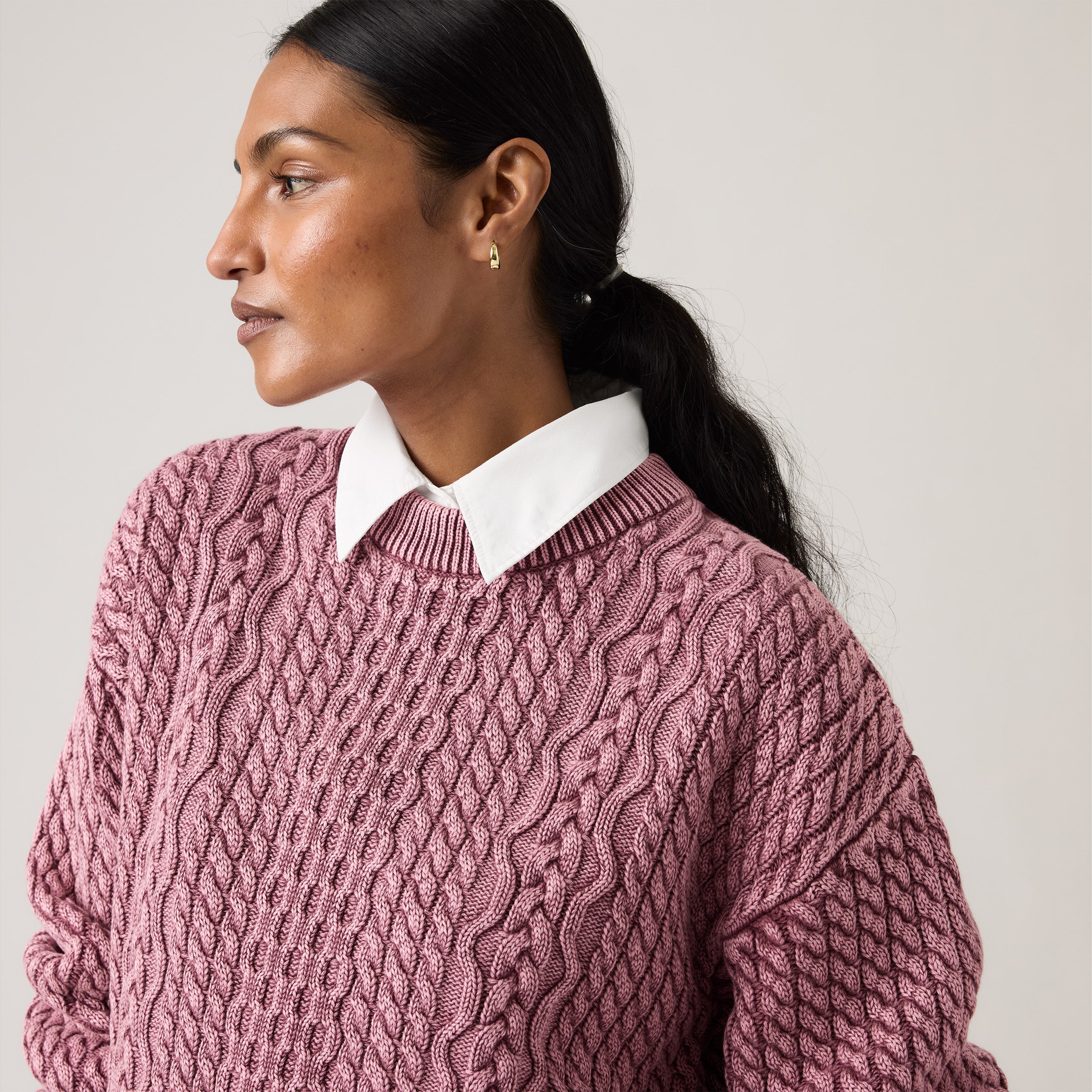Levis Sweaters Leilah Cable Crewneck - Washed Crushed Berry Pink