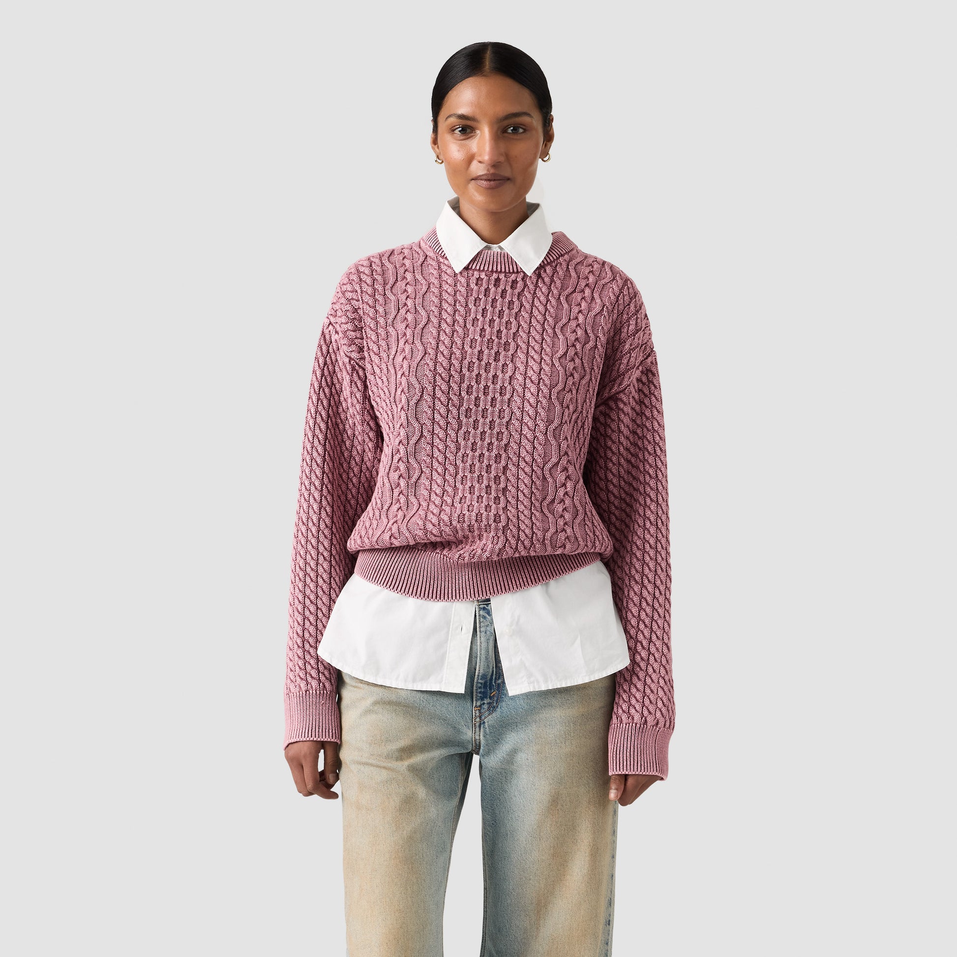 Levis Sweaters Leilah Cable Crewneck - Washed Crushed Berry Pink