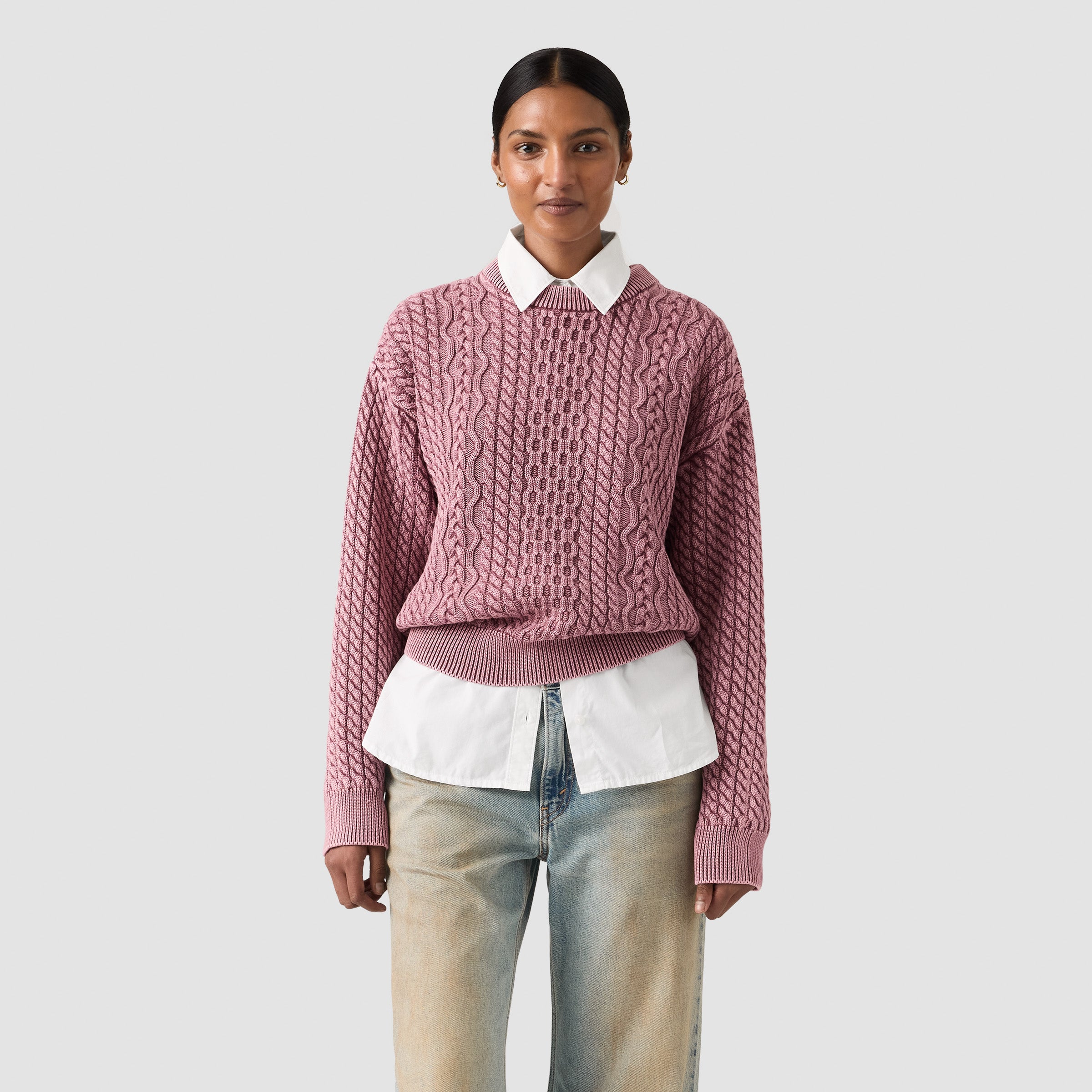 Levis Sweaters Leilah Cable Crewneck - Washed Crushed Berry Pink