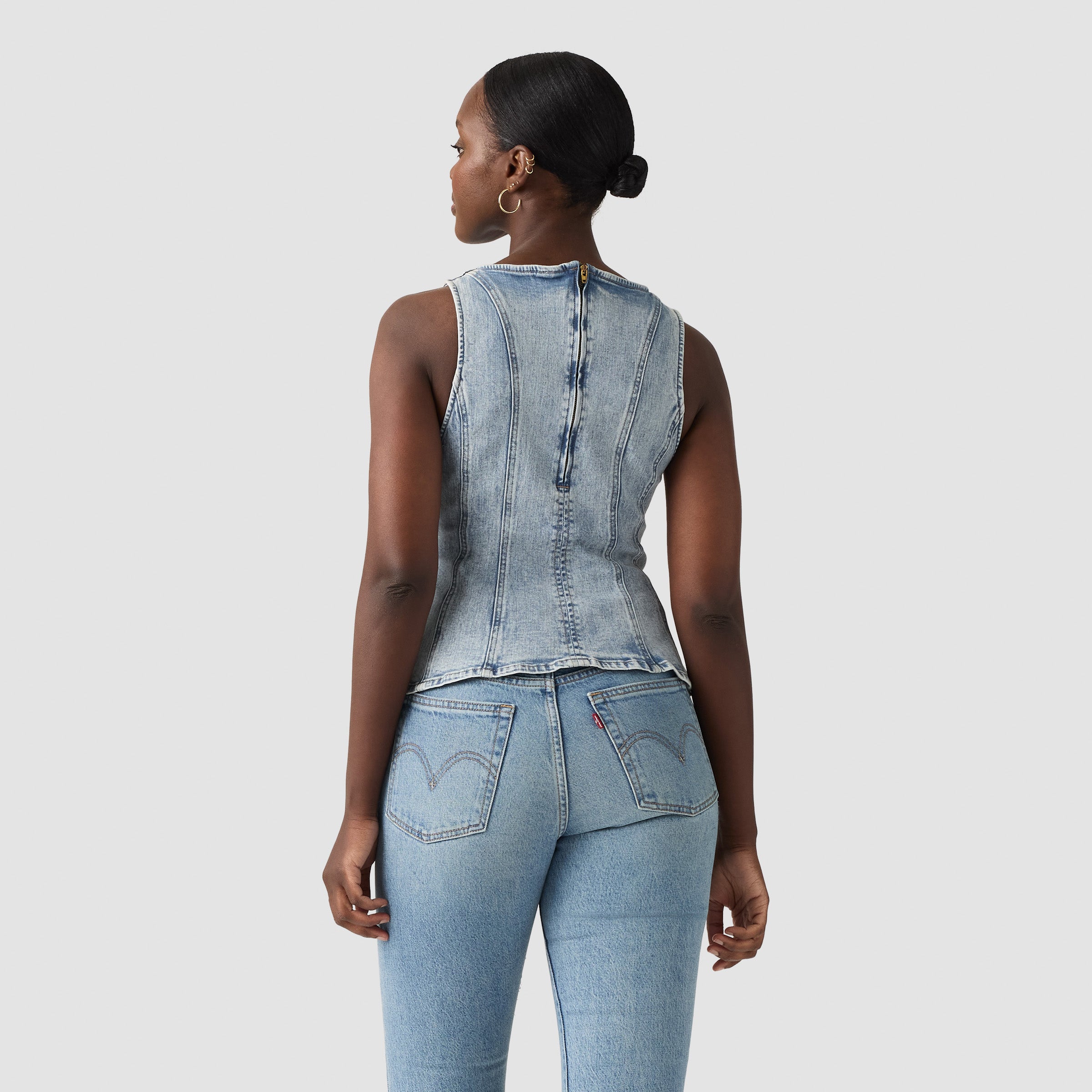 Levis W Shirt Leighton Peplum Top - In The Dust Stone Medium Indigo