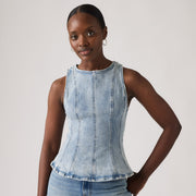 Levis W Shirt Leighton Peplum Top - In The Dust Stone Medium Indigo