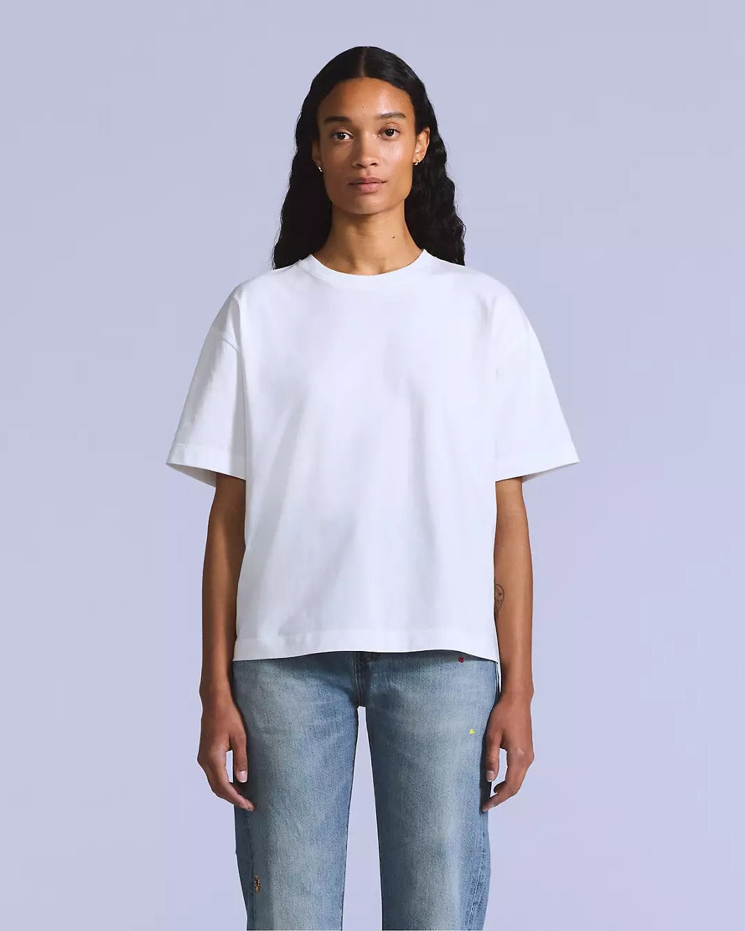 Levis W T Shirts Blue Tab Daily Tee - White