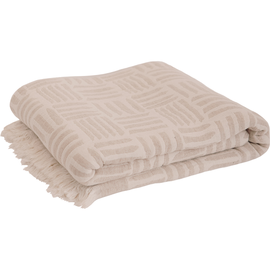 Loomist Blankets Ani Big Blanket, Beige / White