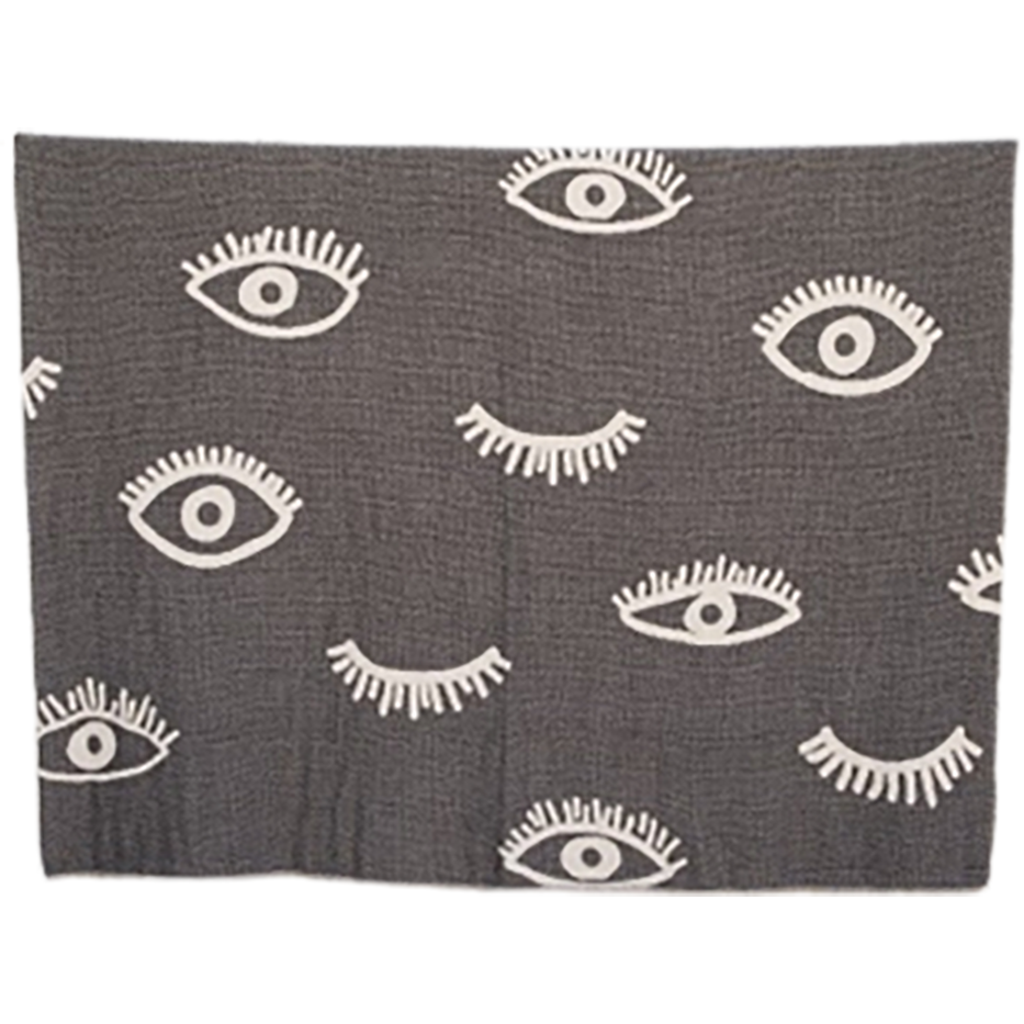 Loomist Blankets One Size Eye Blanket, Dark Grey/Off White