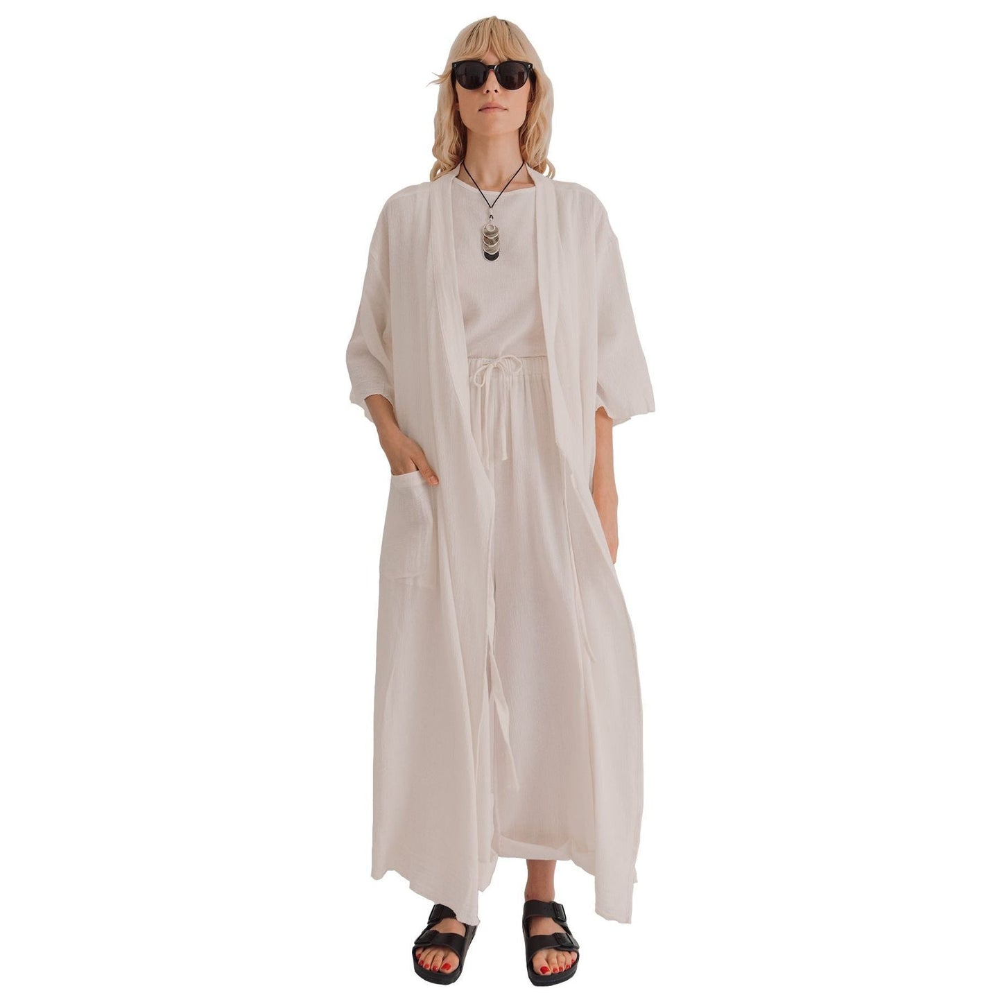 Loomist Dresses Sile Kimono Dress, Off White