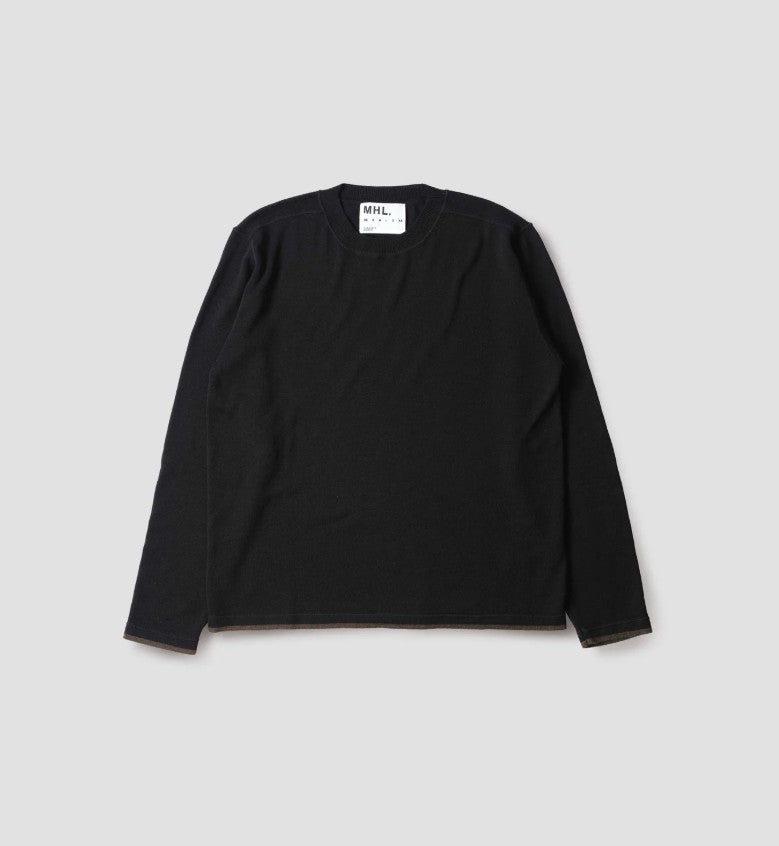 Margaret Howell M Sweater M Tipped Thermal - Black