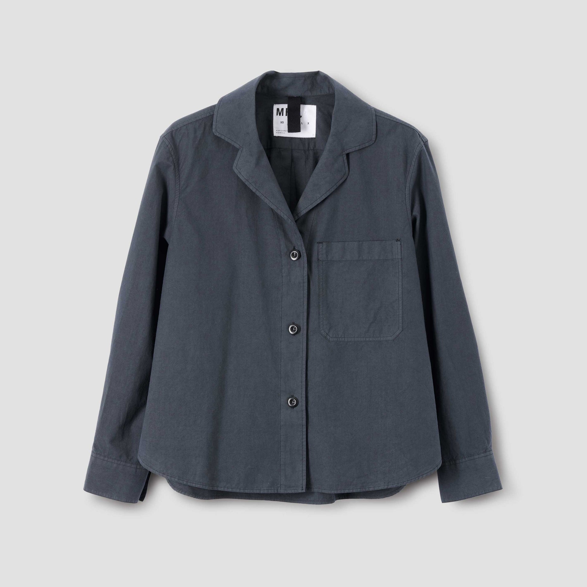 Margaret Howell W LS Button Down Shirt Asphalt / XS W Open Collar Shirt