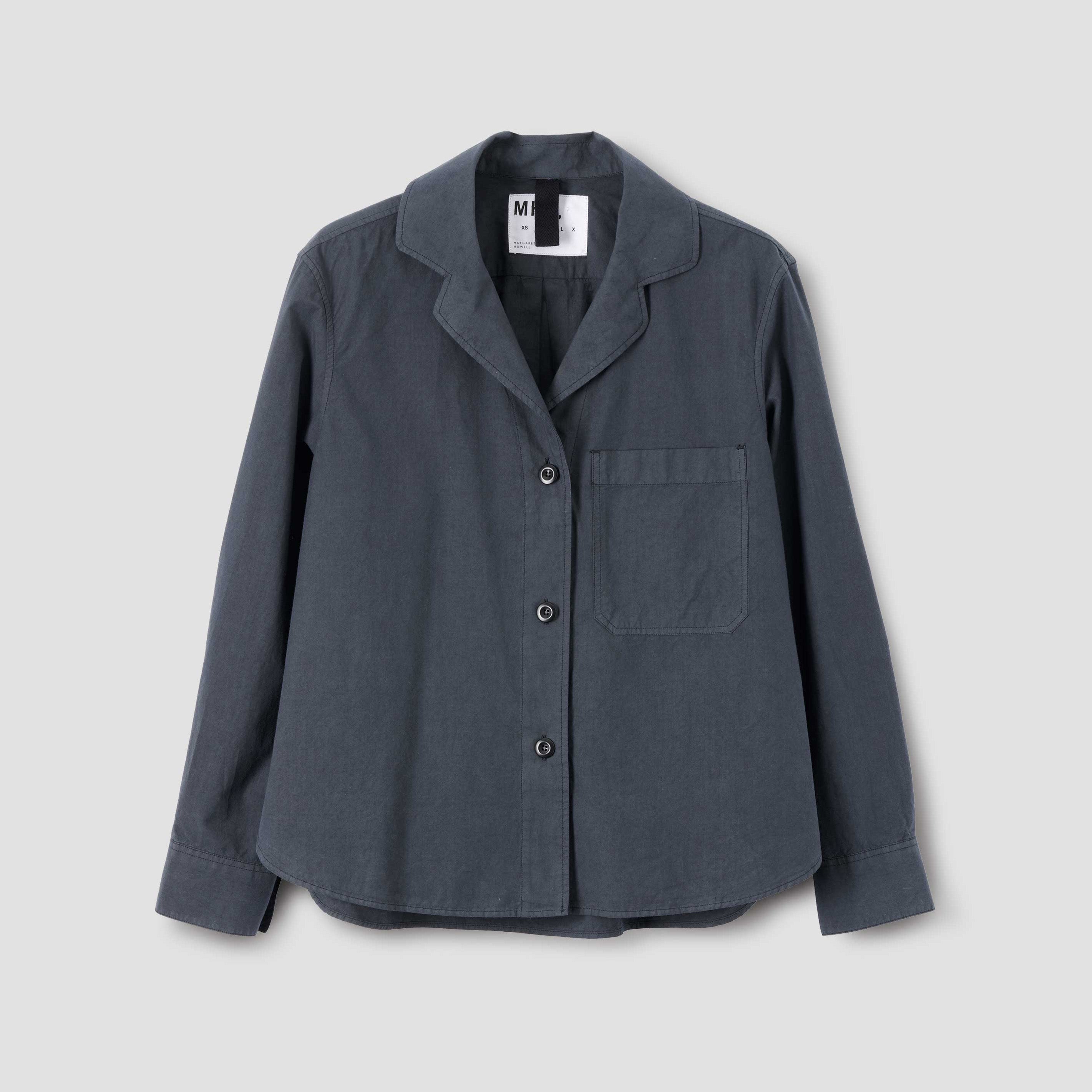 Margaret Howell W LS Button Down Shirt Asphalt / XS W Open Collar Shirt