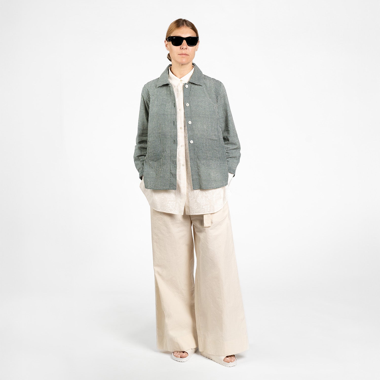 Kika Jacket, Block Print Green/White Check