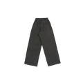 Kappy's One Tuck Wide Fatigue Pant, a unisex dark grey design with an elastic waistband and back pockets, is shown laid flat on a white background. These cotton pants are stylishly designed to be one size fits most, providing comfort and versatility for any wardrobe.