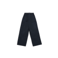 The One Tuck Wide Fatigue Pant by Kappy is a unisex, one size fits most design in navy blue, featuring wide legs, an elastic waistband, and large front pockets. It's showcased against a plain background.